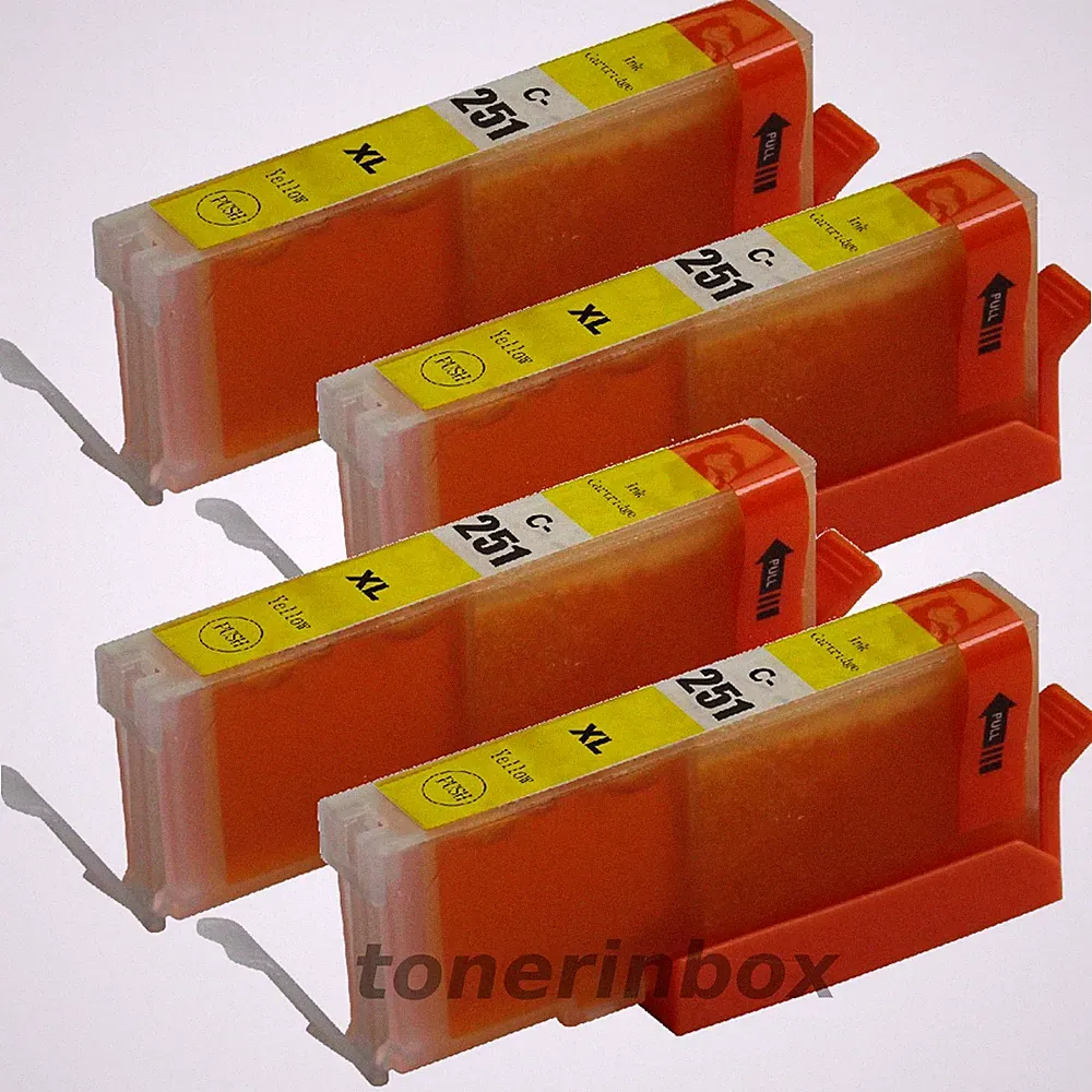 4x CLI-251 CLI251 XL Yellow Ink For Canon Pixma MG5420 MG5520 MG6320 MX722 MX922