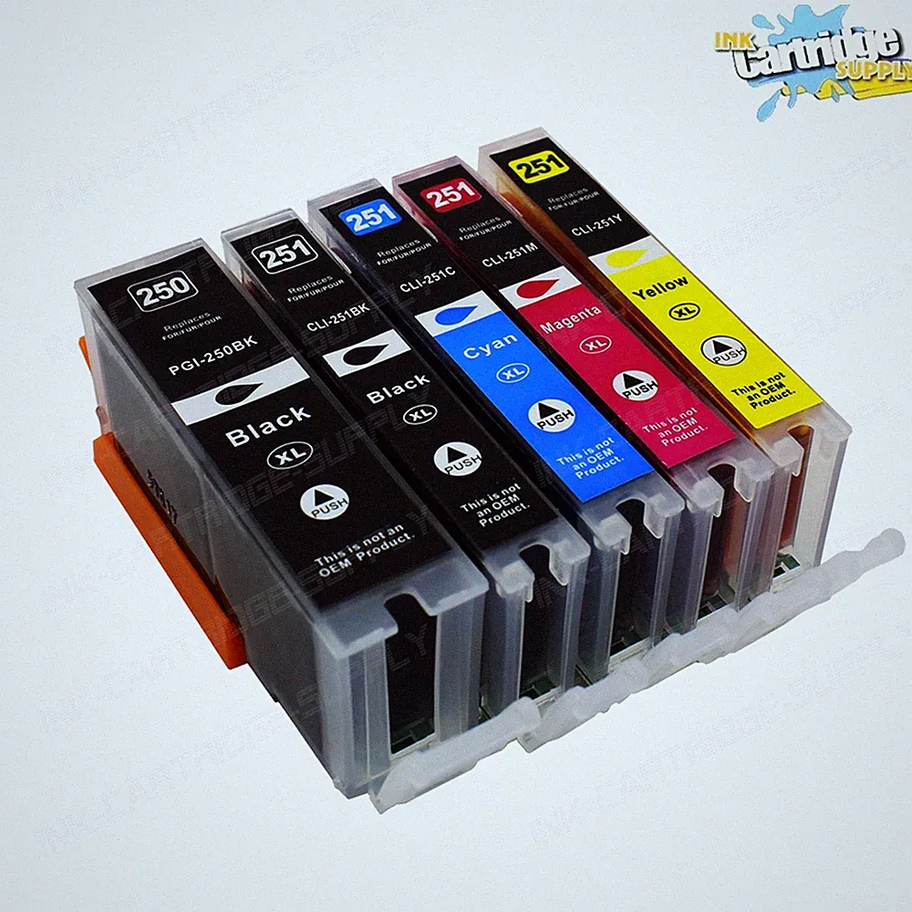 5PK Printer Ink For Canon 250 251 ink For Pixma MG5422 5520 5522 6320 6420 7120