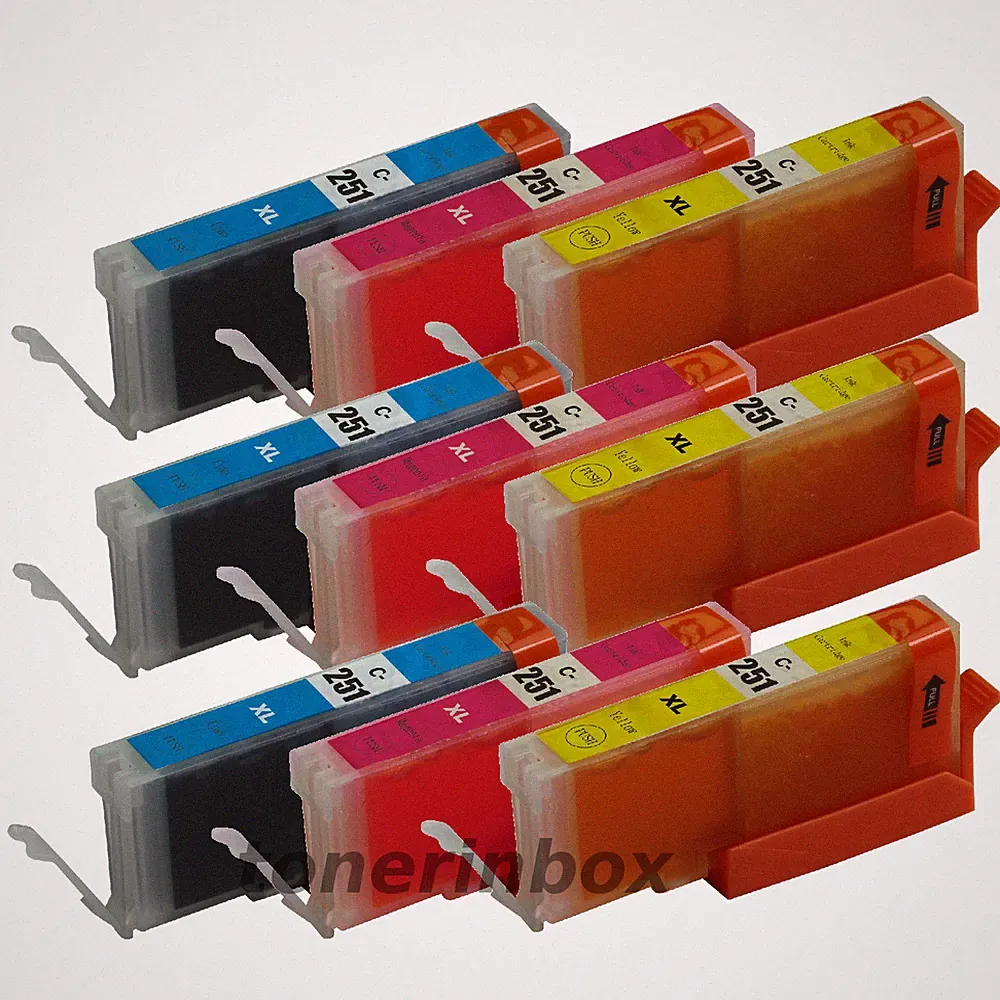 9 Pack New CLI251XL C/M/Y Ink Set with Chip For Canon PIXMA MG5620 MG6620 MG7520