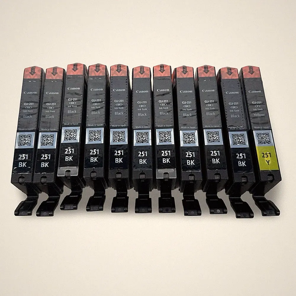 Canon 251 CLI-251 Ink Tank Lot 10 Black 1 Yellow Genuine OEM Factory Sealed 11pk