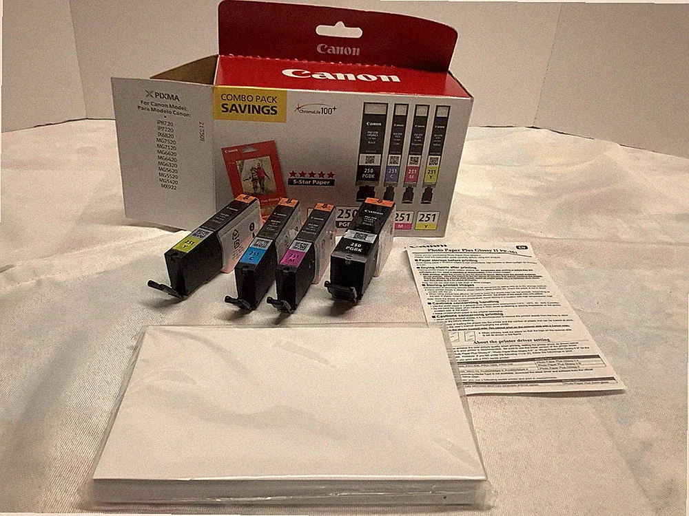 Canon PGI-250 & CLI-251 Cartridge Combo Pack w/ 50pk Photo Papers