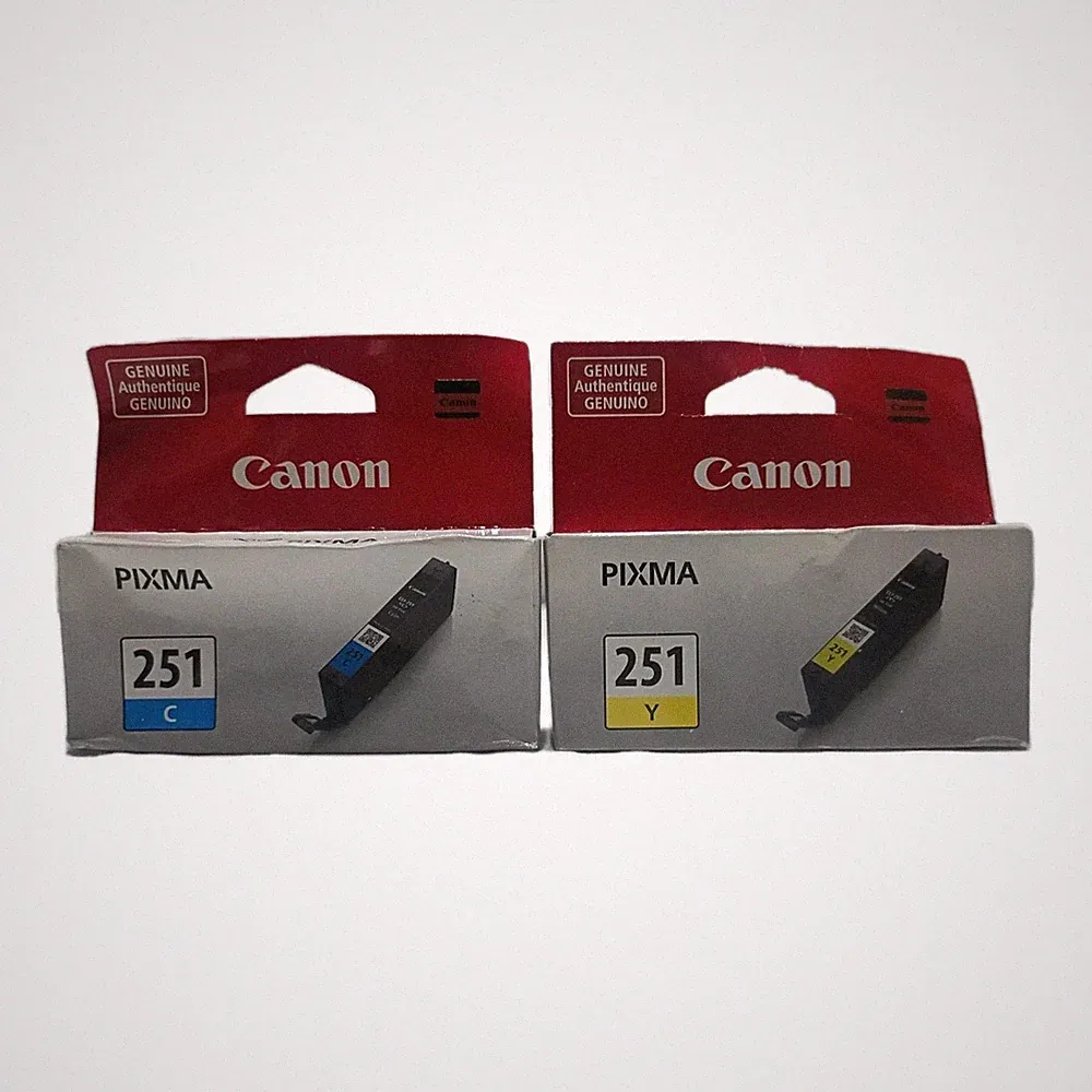 Canon Pixma Cyan CLI-251C + CLI-251Y Original Ink Cartridge New in Box Lot Of 2