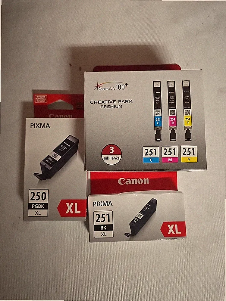 GENUINE Canon Pixma 251 Ink Cartridges BlackCyan/Magenta/Yellow SEALED 250 Black