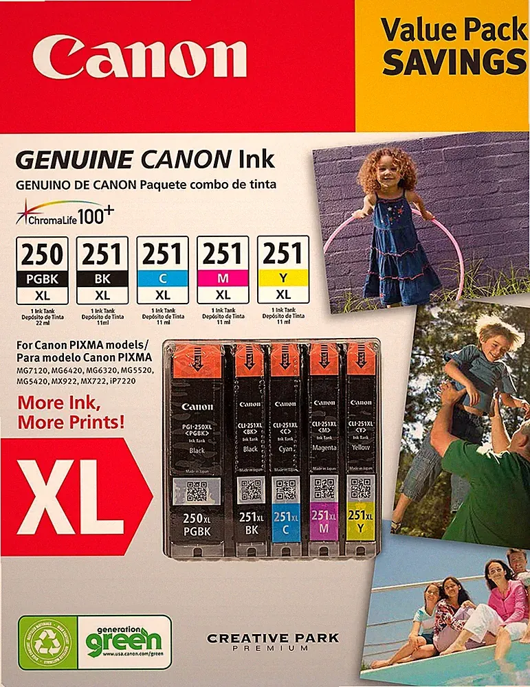 New Genuine Canon PGI-250XL CLI-251XL Black Color 5PK Ink Cartridges